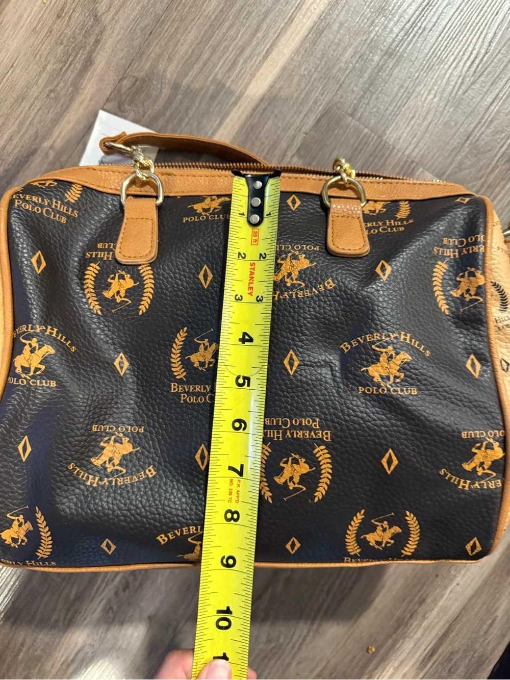 NWT Beverly Hills Polo Club Brown Monogram Satchel Crossbody Handbag